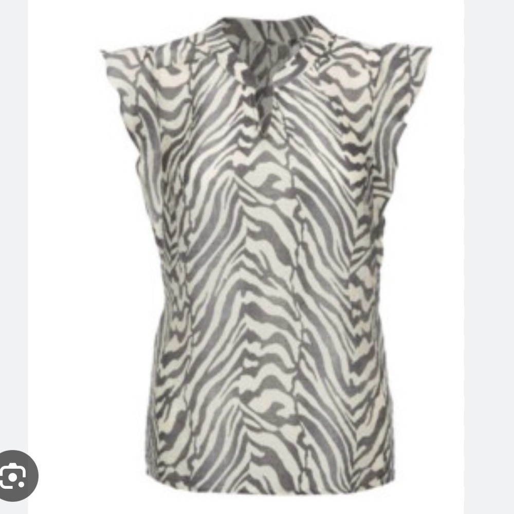 NEW Cabi Savannah Gray and Ivory Zebra Print Top #4542
